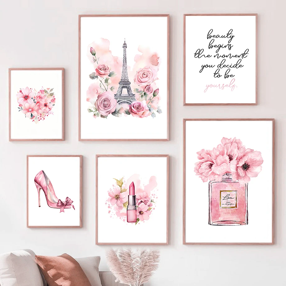 Paris Fashion Art Poster Pink  - đánh giá và giá Room Spray Bottle